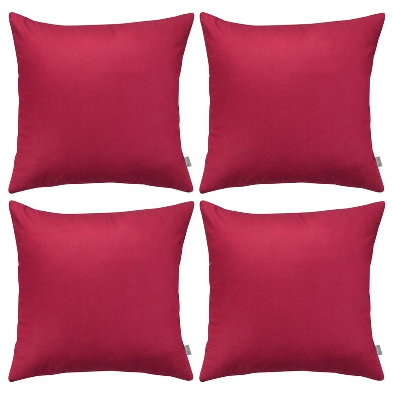 Thmyo 4-Pack 100% Cotton Comfortable Solid Decorative Throw Pillow Case, Square Cushion Cover Pillowcase Sublimation Blank Pillow Covers DIY Throw Pillowcase for Couch(18x18 inch/ 45x45cm,Dark red) - Image 1